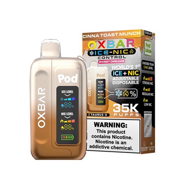 Oxbar Ice-Nic Control Pod Juice Edition Disposable 35000 Puffs 14mL 50mg • MOQ 5 | Cinna Toast Munch with Packaging