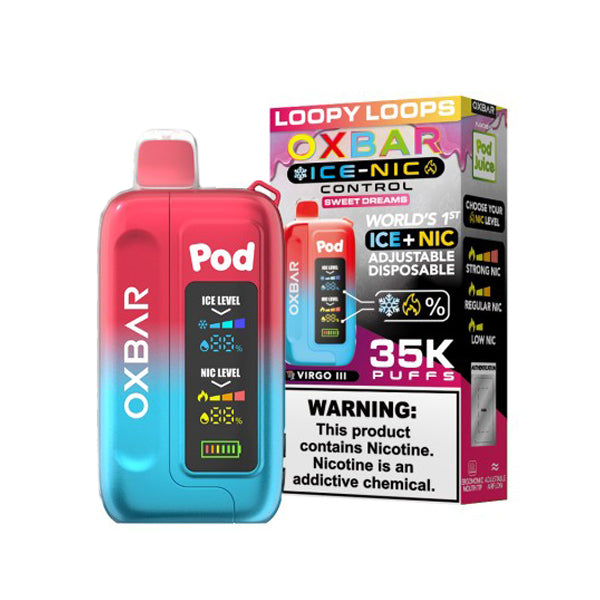 Oxbar Ice-Nic Control Pod Juice Edition Disposable | 35000 Puffs | 14mL | 50mg | MOQ 5 | Loopy Loops with Packaging