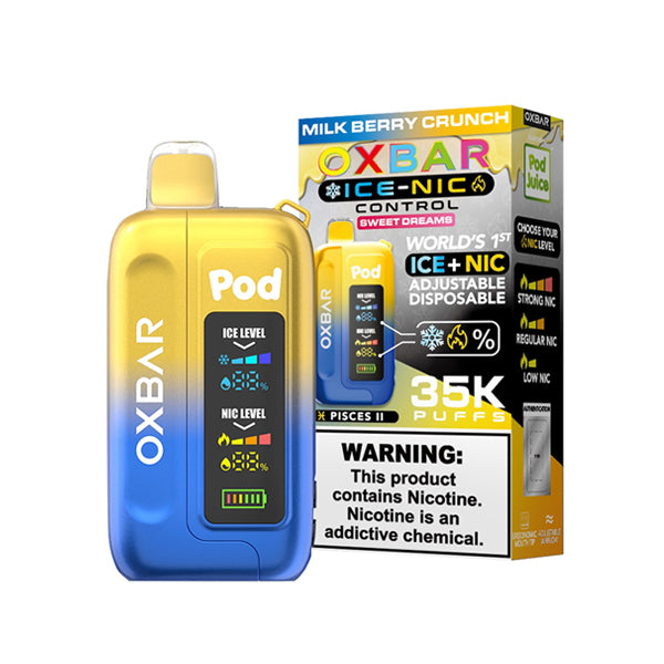 Oxbar Ice-Nic Control Pod Juice Edition Disposable | 35000 Puffs | 14mL | 50mg | MOQ 5 | Milkberry Crunch with Packaging