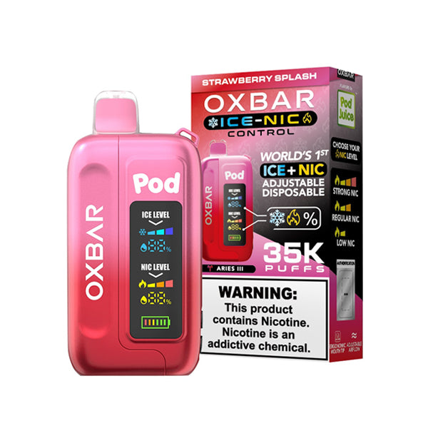 Oxbar Ice-Nic Control Pod Juice Edition Disposable | 35000 Puffs | 14mL | 50mg | MOQ 5 | Strawberry Splash with Packaging