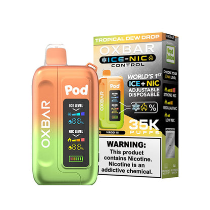 Oxbar Ice-Nic Control Pod Juice Edition Disposable | 35000 Puffs | 14mL | 50mg | MOQ 5 | Tropical dew Drop with Packaging