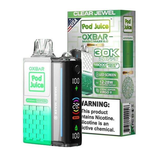 Oxbar Magic Maze 2.0 Pod Juice Edition Disposable 30000 Puffs 13mL 50mg | MOQ 5 - Clear Jewel with Packaging