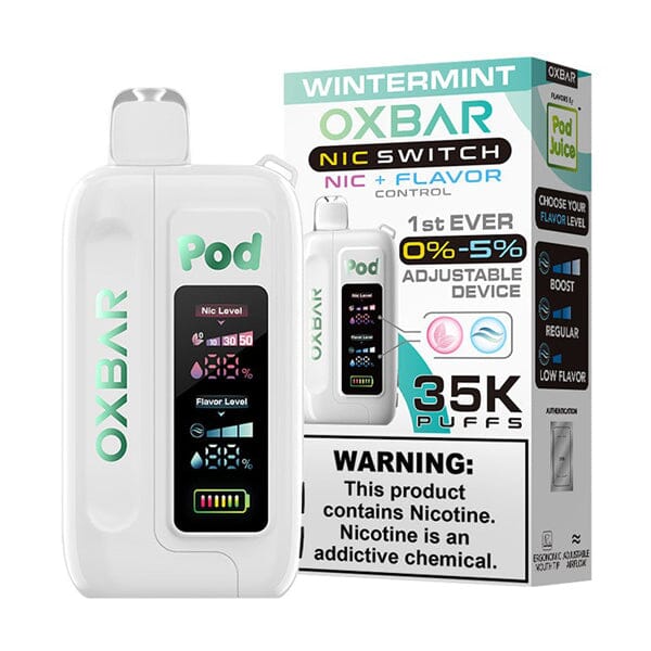 Oxbar Nic-Switch Pod Juice Edition Disposable | 35000 Puffs | 14mL | 00mg-50mg | MOQ 5 | Wintermint with Packaging