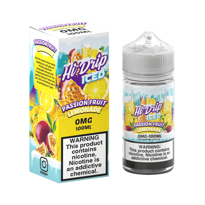 Hi-Drip Series E-Liquid 100mL (Freebase) | 0mg | Passionfruit Lemonade Iced with packaging