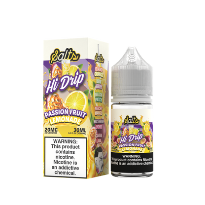 Hi-Drip Salt Series E-Liquid | 30mL | 20mg | (Salt Nic) | Passion Fruit Lemonade with packaging