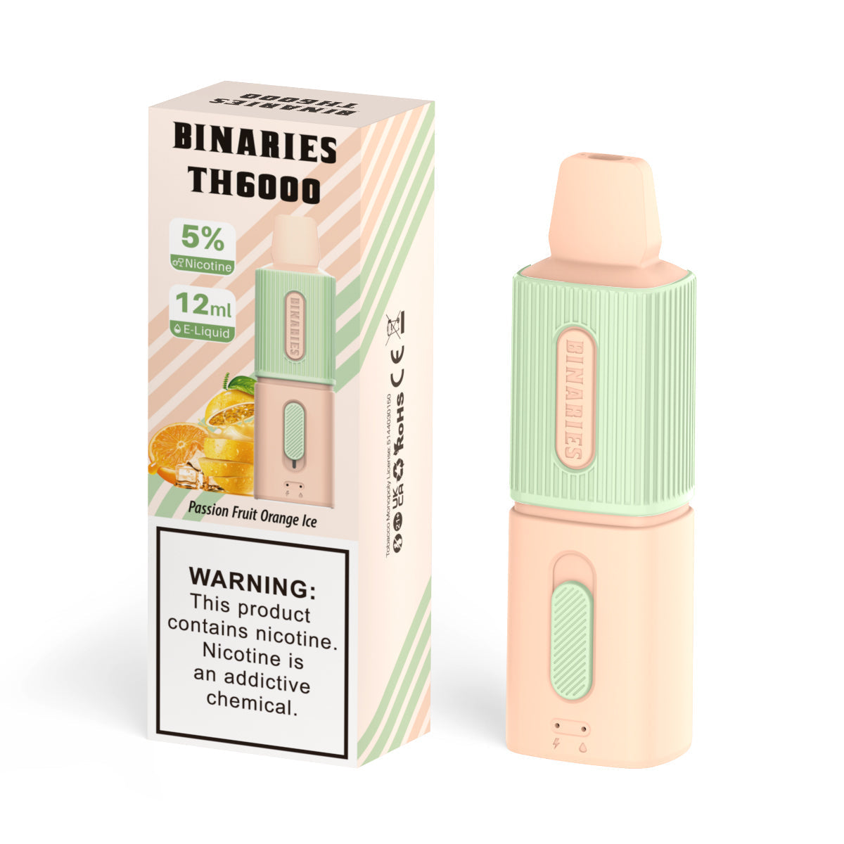 HorizonTech Binaries Cabin Disposable TH 6000 Puffs 12mL 50mg | MOQ 10 Passion Fruit Orange Ice with Packaging 