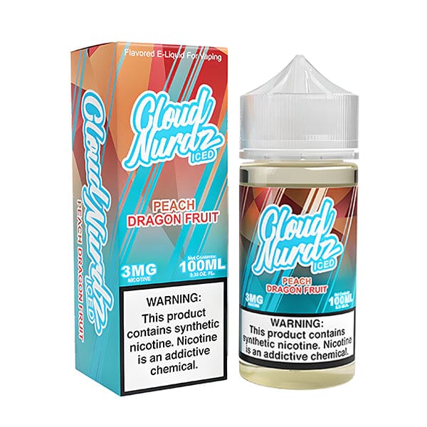 Cloud Nurdz Series E-Liquid 100mL (Freebase) | Peach Dragonfruit Iced with packaging