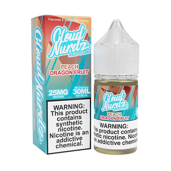 Cloud Nurdz Salt Series E-Liquid 30mL Peach Dragon Fruit Iced with packaging