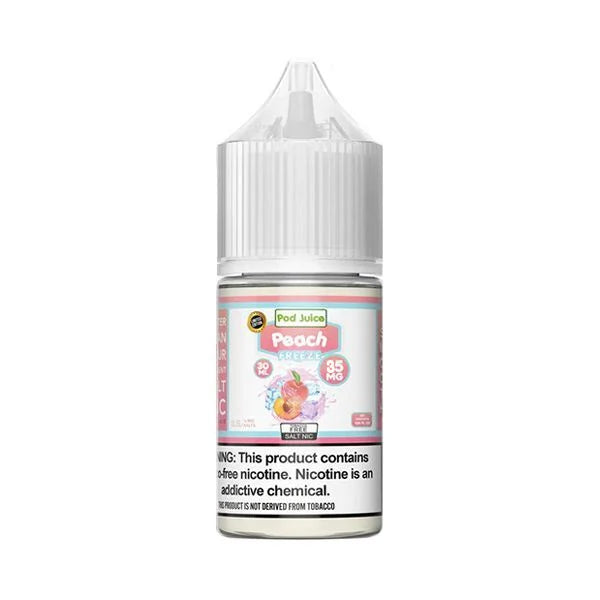 Pod Juice Salt Series E-Liquid 30mL Peach Freeze bottle