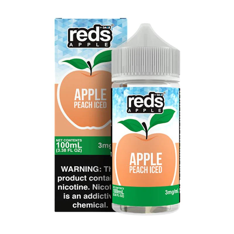 7Daze Reds Series E-Liquid 100mL (Freebase) Peach Iced with packaging