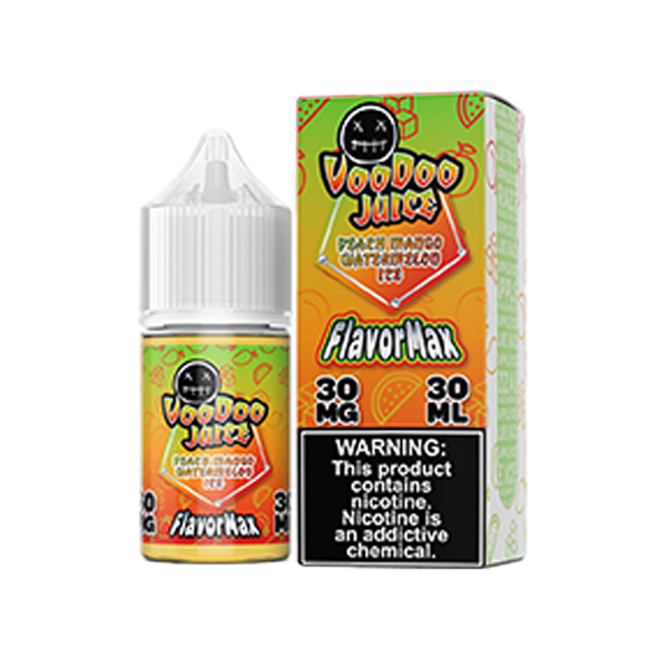 Voodoo Juice FlavorMax Salt Series E-Liquid 30mL - Peach Mango Watermelon ice with packaging