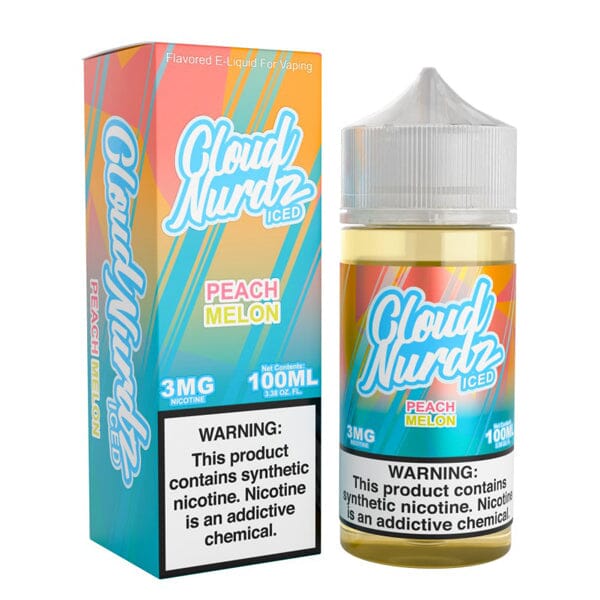 Cloud Nurdz Series E-Liquid 100mL (Freebase) | Peach Melon Iced with packaging