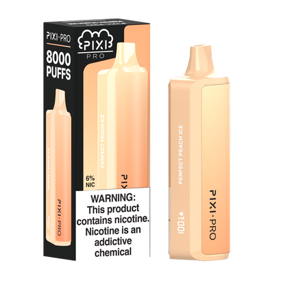 Pixi Pro Disposable | 8000 puffs | 14mL | 60Mg | MOQ 10pc | Perfect Peach Ice with packaging