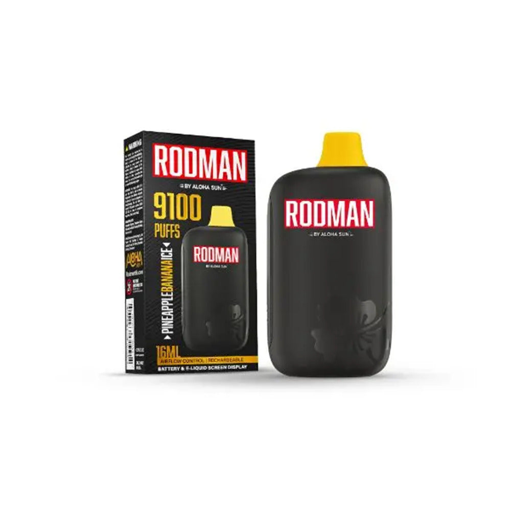 Aloha Sun Rodman Disposable | 9100 Puffs | 16mL | 50mg | MOQ 10 | Pineapple Banana Ice with Packaging