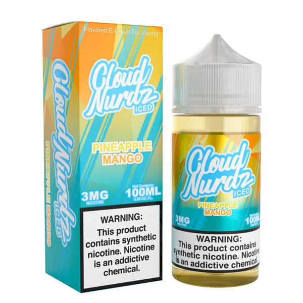 Cloud Nurdz Series E-Liquid 100mL (Freebase) | Pineapple Mango Iced with packaging