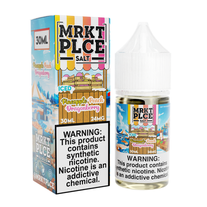 MRKT PLCE Salt Series E-Liquid 30mL (Salt Nic) | Iced Pineapple Peach Dragon Berry  with packaging