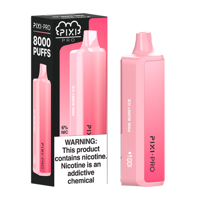 Pixi Pro Disposable | 8000 puffs | 14mL | 60Mg | MOQ 10pc | Pink Burst Ice with packaging