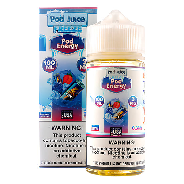 Pod Juice Series E-Liquid 100mL (Freebase) | Pod Energy Freeze 3mg with Packaging