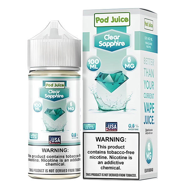 Pod Juice Series E-Liquid 100mL (Freebase) | Clear Sapphire 6mg with Packaging