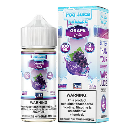 Pod Juice Series E-Liquid | 100mL | Freebase | 3mg | Grape Cola Freeze with Packaging