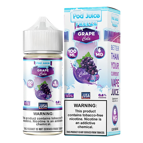 Pod Juice Series E-Liquid | 100mL | Freebase | 6mg | Grape Cola Freeze 6mg with Packaging 