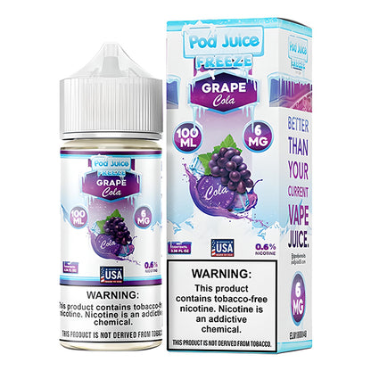 Pod Juice Series E-Liquid | 100mL | Freebase | 6mg | Grape Cola Freeze 6mg with Packaging 