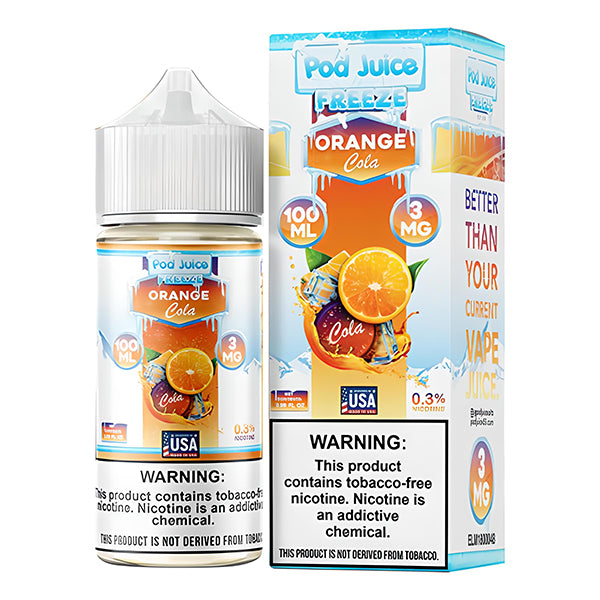 Pod Juice Series E-Liquid 100mL (Freebase) | 3MG | Orange Cola Freeze with Packaging