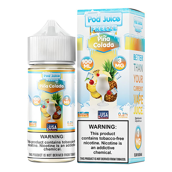 Pod Juice Series E-Liquid 100mL (Freebase) | Pina Colada Freeze 3mg with Packaging