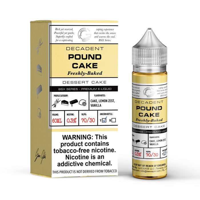 GLAS BSX TFN Series E-Liquid | 0mg | 60mL | (Freebase) | Pound Cake with Packaging