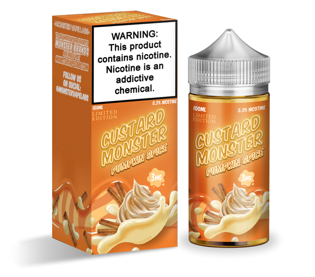 Jam Monster Custard & Custard Swirl Series E-Liquid 100mL (Freebase) - Pumpkin Spice with packaging