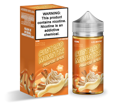 Jam Monster Custard & Custard Swirl Series E-Liquid 100mL (Freebase) - Pumpkin Spice with packaging