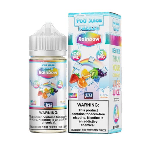 Pod Juice Series E-Liquid 100mL (Freebase) | 3mg Rainbow freeze with Packaging