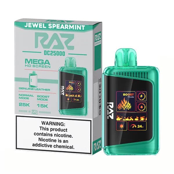 RAZ DC25000 Disposable 25000 Puffs 16mL 50mg | Jewel Spearmint with Packaging