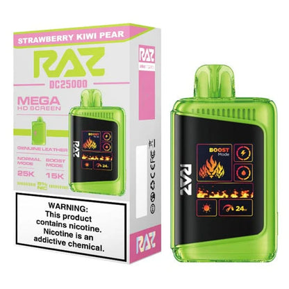 RAZ DC25000 Disposable | 25000 Puffs | 16mL | 50mg | MOQ 5 | Strawberry Kiwi Pear with Packaging