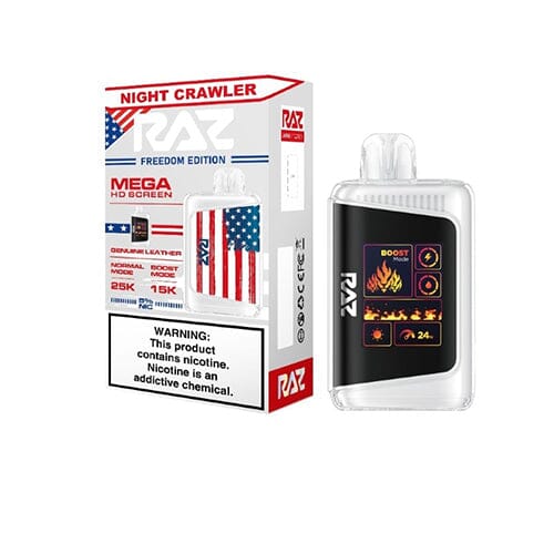 RAZ DC25000 Disposable | 25000 Puffs | 16mL | 50mg | MOQ 5 | Night Crawler Freedom Edition with Packaging