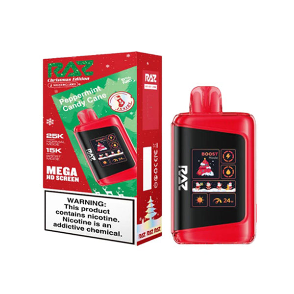 RAZ LTX25000 (Dispo) (25000Puff)(16mL) Christmas Edt. - Peppermint Candy Cane with Packaging