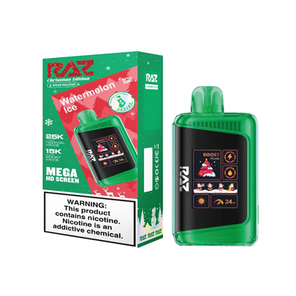 RAZ LTX25000 (Dispo) (25000Puff)(16mL) Christmas Edt. - Watermelon Ice  with Packaging