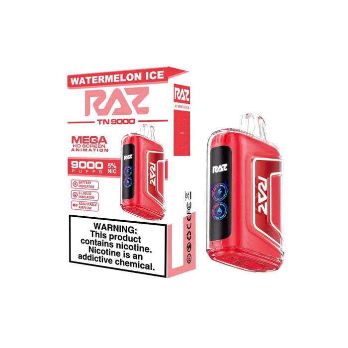 RAZ TN9000 Disposable 9000 Puffs 12mL 50mg | MOQ 5 Watermelon Ice with packaging