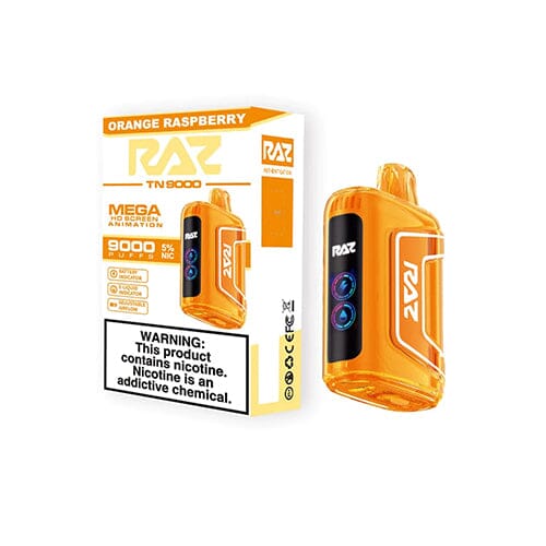 RAZ TN9000 Disposable 9000 Puffs 12mL 50mg | MOQ 5 Orange Raspberry with packaging