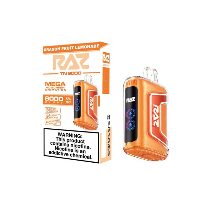 RAZ TN9000 Disposable 9000 Puffs 12mL 50mg | MOQ 5 Dragon fruit Lemonade with packaging