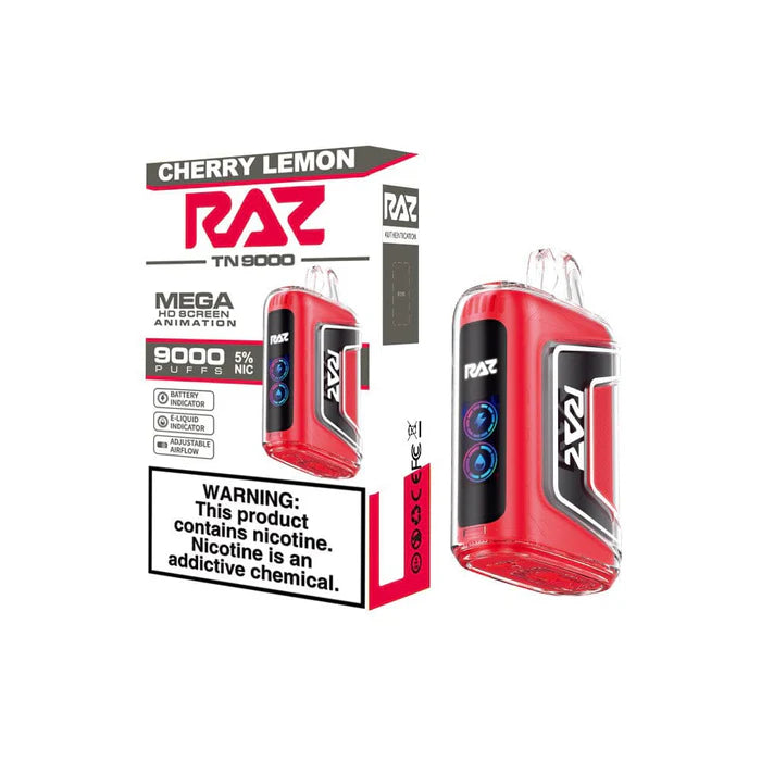 RAZ TN9000 Disposable 9000 Puffs 12mL 50mg | MOQ 5 Cherry Lemon with packaging