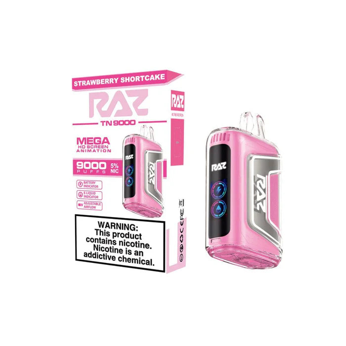 RAZ TN9000 Disposable 9000 Puffs 12mL 50mg | MOQ 5 Strawberry Shortcake with packaging