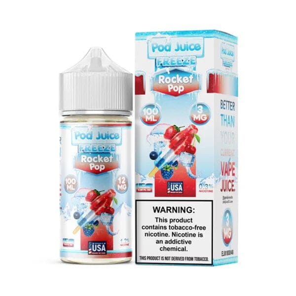 Pod Juice Series E-Liquid 100mL (Freebase) | Rocket Pop Freeze with Packaging 