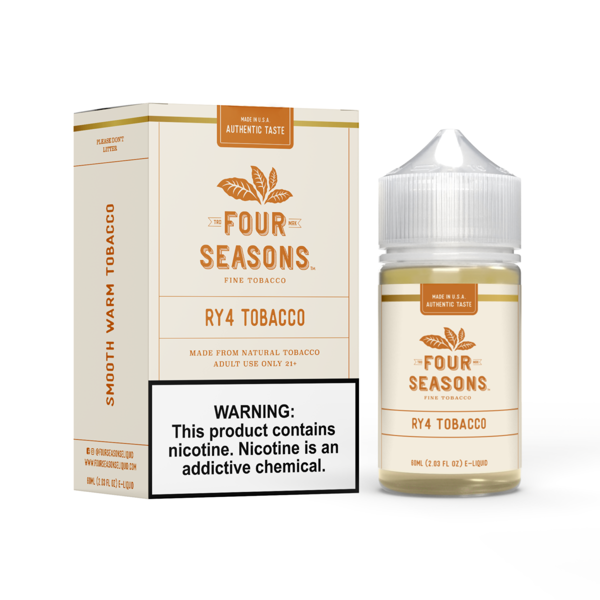 Four Seasons Series E-Liquid 60mL (Freebase) | Ry4 Tobacco with packaging