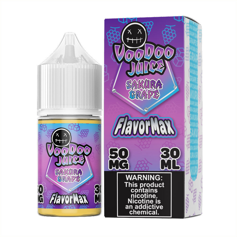 Voodoo Juice FlavorMax Salt Series E-Liquid 30mL - Sakura Grape with packaging