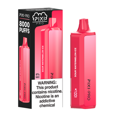 Pixi Pro Disposable | 8000 puffs | 14mL | 60Mg | MOQ 10pc | Sour Watermelon Ice with packaging