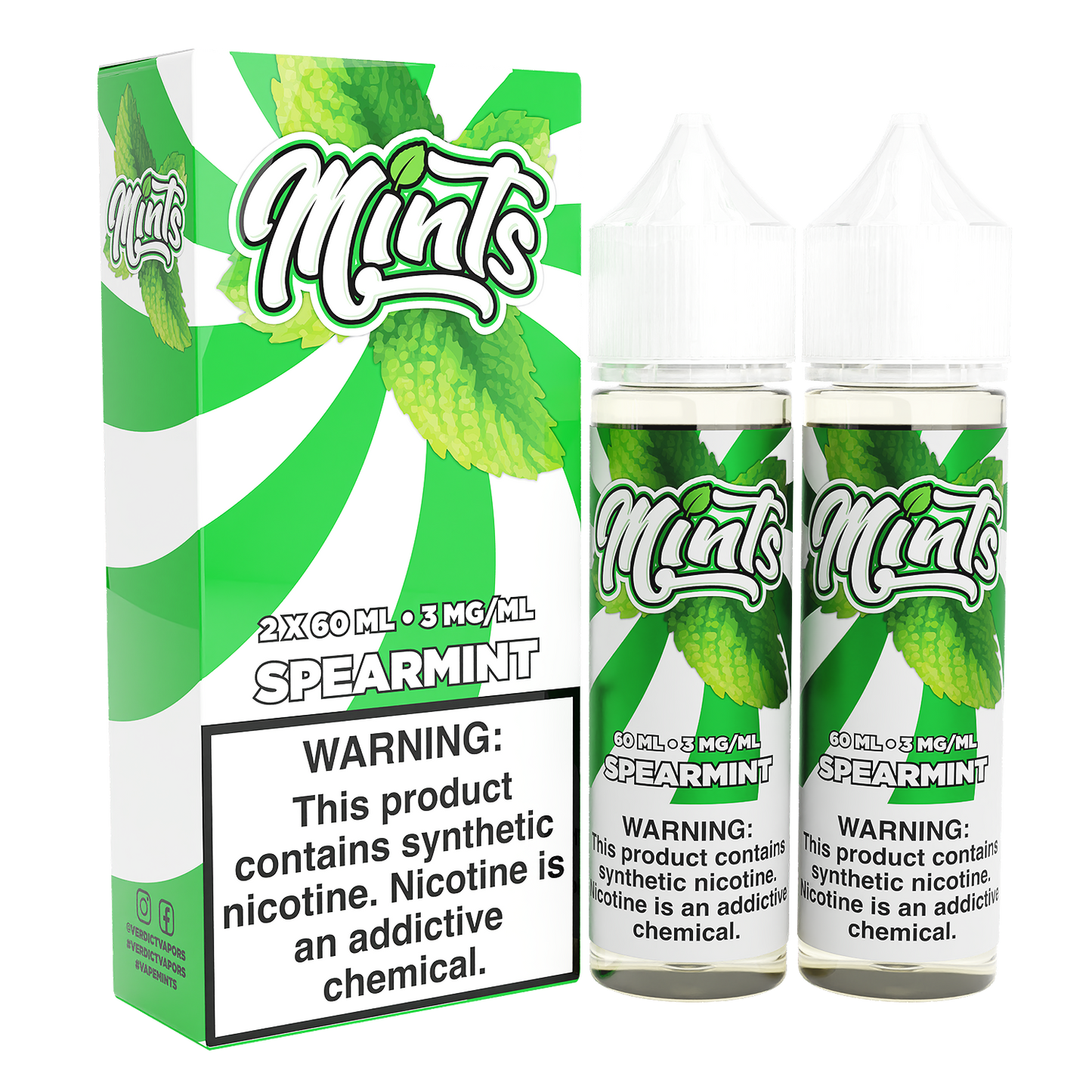 Mints Series E-Liquid x2-60mL | Spearmint with packaging