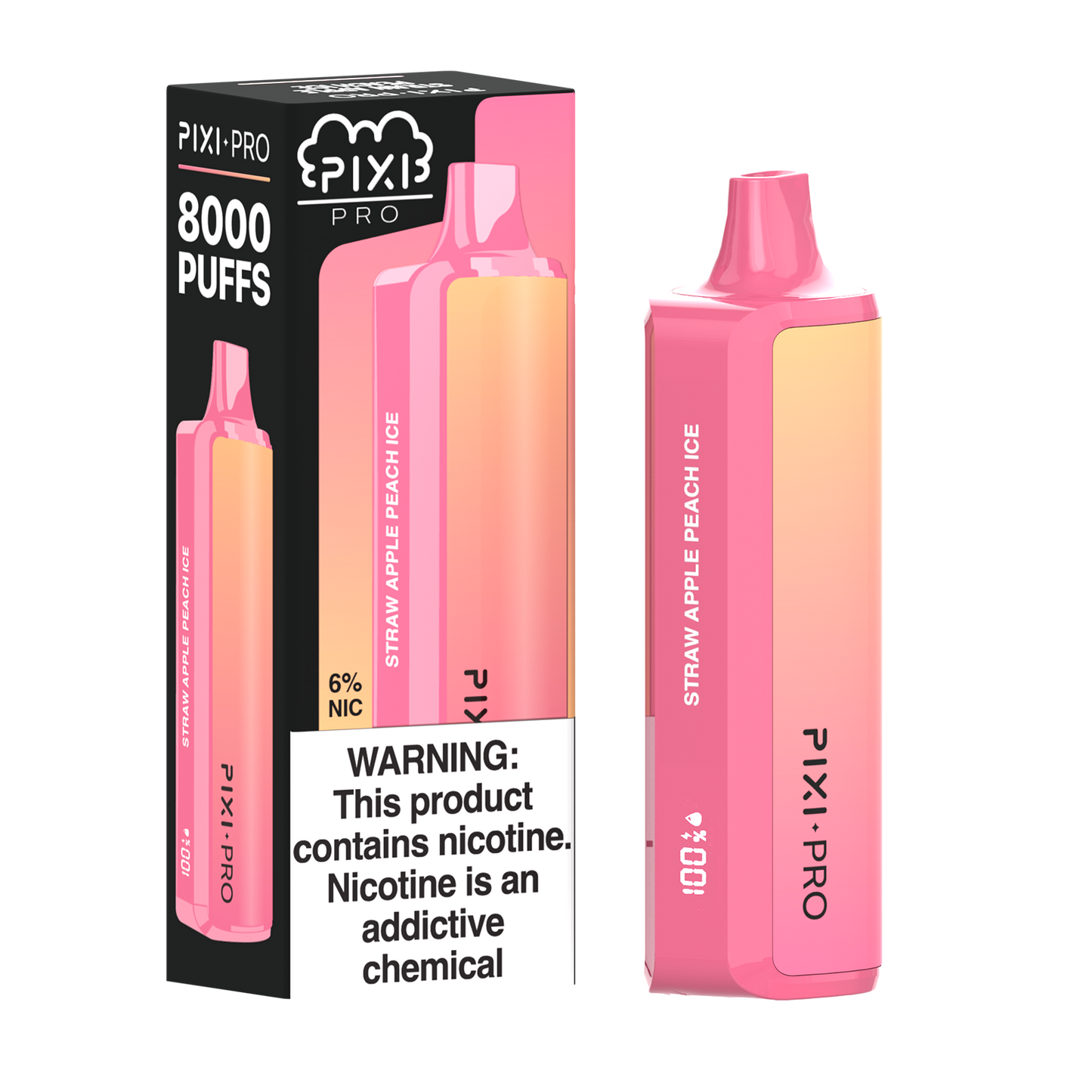 Strawberry Apple Peach Ice Pixi Pro Disposable 8000 Puffs 14mL 60mg | MOQ 10pc