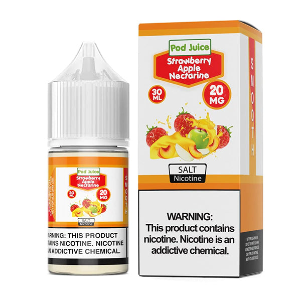 Pod Juice Salt TFN Series E-Liquid | 30mL | 20mg | (Salt Nic) | Strawberry Apple Nectarine 