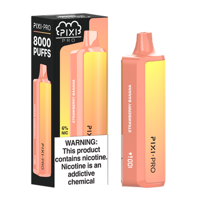 Pixi Pro Disposable | 8000 puffs | 14mL | 60Mg | MOQ 10pc | Strawberry Banana with packaging